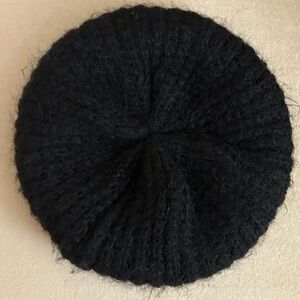 Cozy Black Knit Beret for a small head